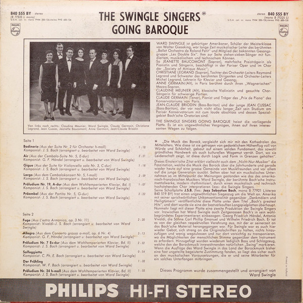 The Swingle Singers* - Going Baroque (LP)