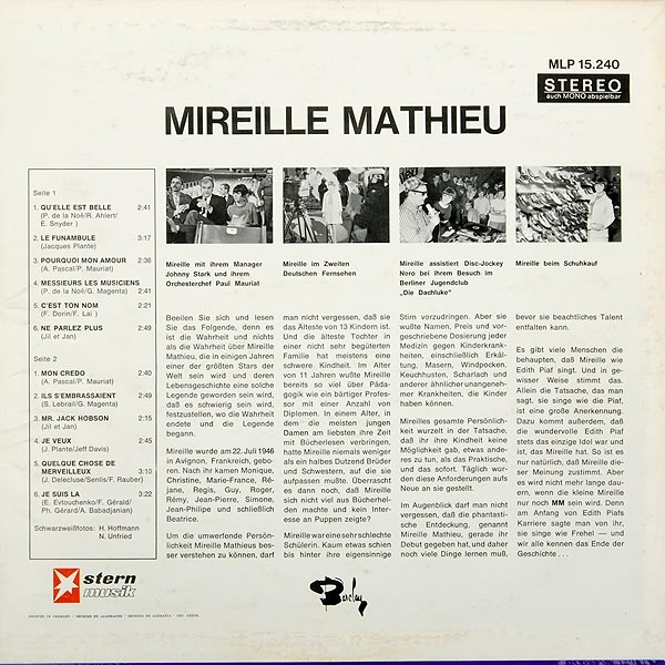 Mireille Mathieu - Mireille Mathieu (LP, Album, RP)