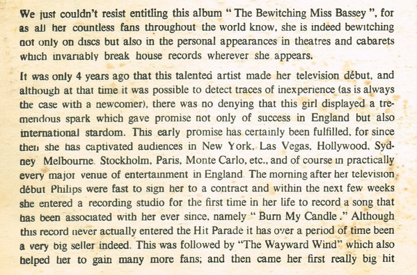 Shirley Bassey - The Bewitching Miss Bassey (LP, Album)