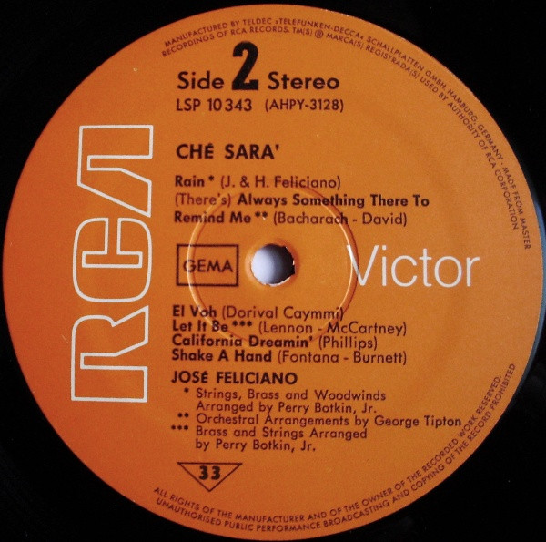 José Feliciano - Ché Sara' (LP, Album, Gat)