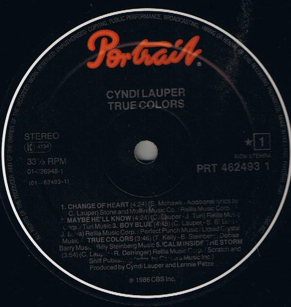 Cyndi Lauper - True Colors (LP, Album)