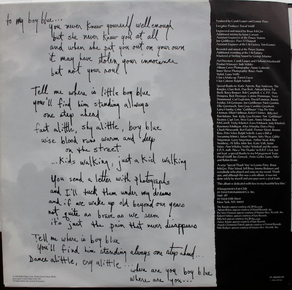 Cyndi Lauper - True Colors (LP, Album)