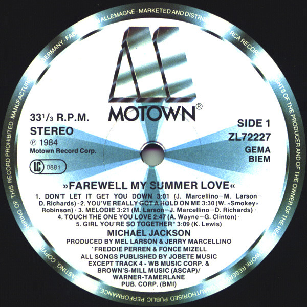 Michael Jackson - Farewell My Summer Love (LP, Album)