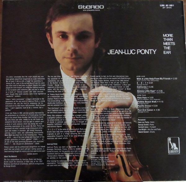 Jean-Luc Ponty - More Than Meets The Ear (LP, Album)