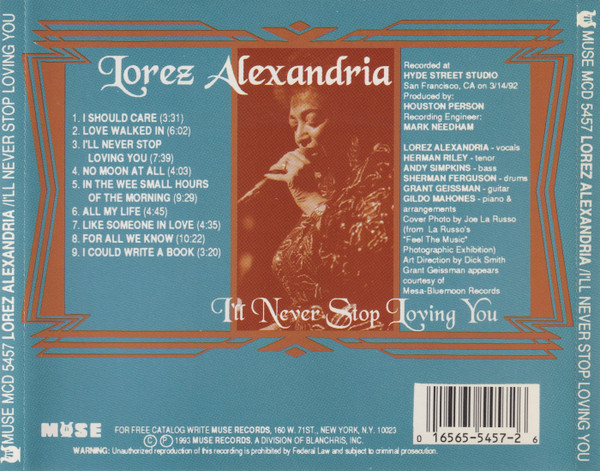 Lorez Alexandria - I'll Never Stop Loving You (CD, Album)