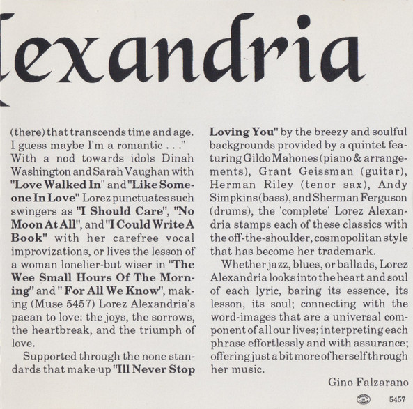 Lorez Alexandria - I'll Never Stop Loving You (CD, Album)