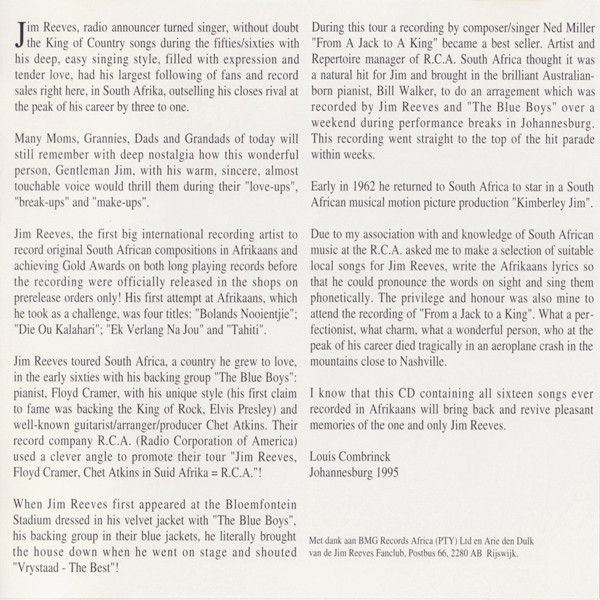 Jim Reeves - Jy Is My Liefling (2xCD, Comp)