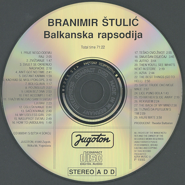 Branimir Å tuliÄ‡ - Balkanska Rapsodija (CD, Album, RE)