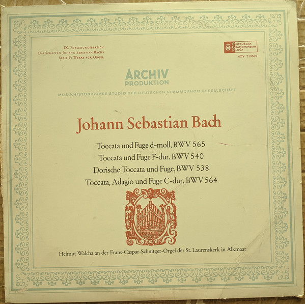 Johann Sebastian Bach - Helmut Walcha - Toccata Und Fuge D-Moll, BWV 565 / Toccata Und Fuge F-Dur, BWV 540 / Dorische Toccata Und Fuge, BWV 538 / Toccata, Adagio Und Fuge C-Dur, BWV 564 (LP, Album)