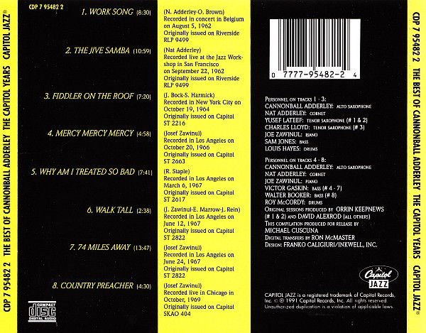 Cannonball Adderley - The Best Of Cannonball Adderley - The Capitol Years (CD, Comp)