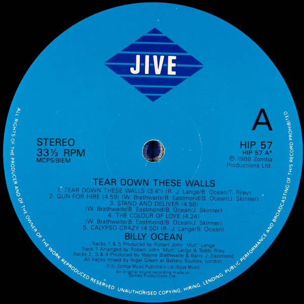 Billy Ocean - Tear Down These Walls (LP, Album)