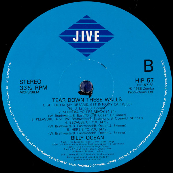 Billy Ocean - Tear Down These Walls (LP, Album)