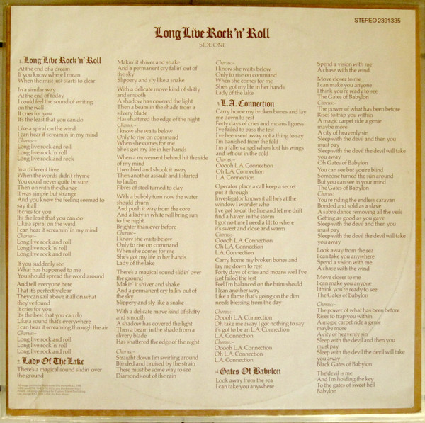 Rainbow - Long Live Rock 'N' Roll (LP, Album, Gat)