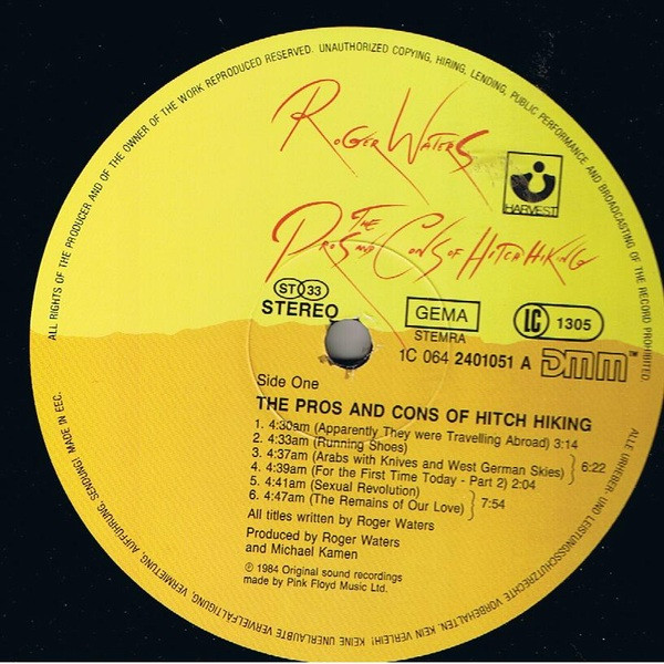 Roger Waters - The Pros And Cons Of Hitch Hiking (LP, Album, Gat)