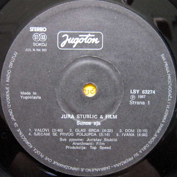 Jura StubliÄ‡ & Film* - Sunce Sja! (LP, Album)