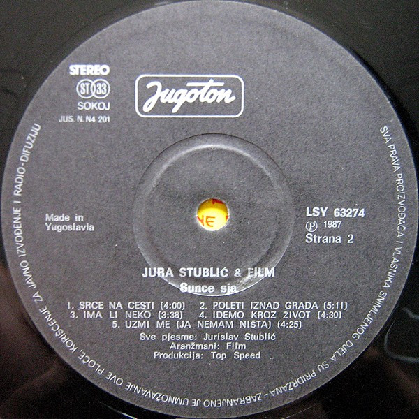 Jura StubliÄ‡ & Film* - Sunce Sja! (LP, Album)