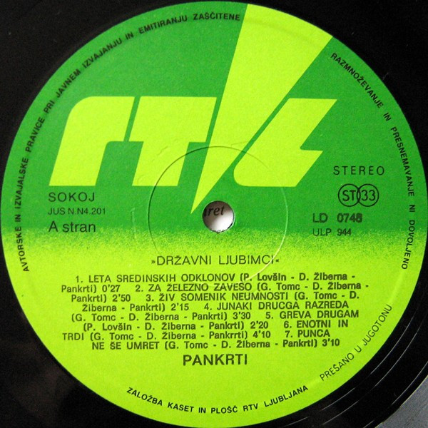 Pankrti - Državni Ljubimci (LP, Album)