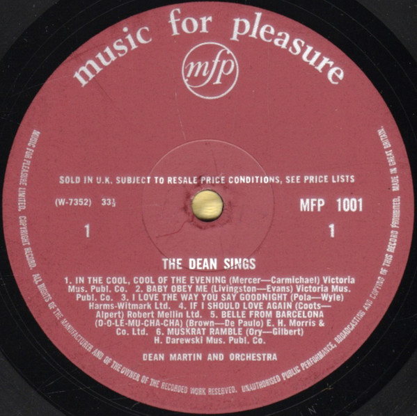 Dean Martin - The Dean Sings (LP, Comp)