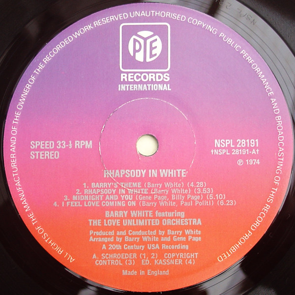 The Love Unlimited Orchestra* - Rhapsody In White (LP, Album)