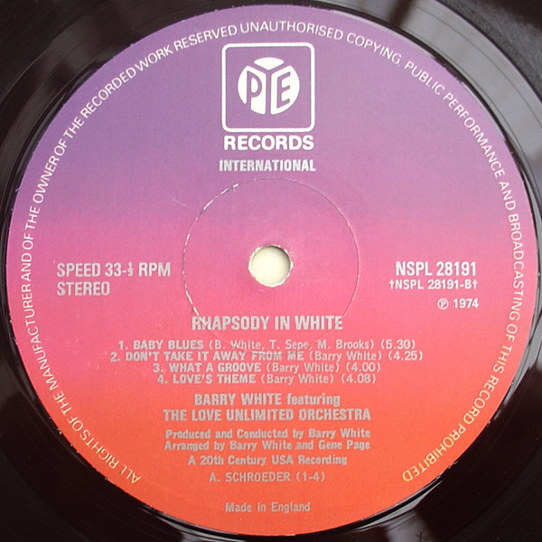 The Love Unlimited Orchestra* - Rhapsody In White (LP, Album)