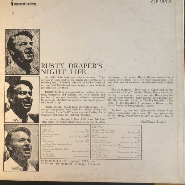 Rusty Draper - Night Life (LP, Album, Mono)
