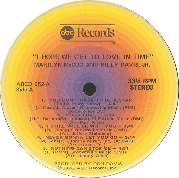 Marilyn McCoo & Billy Davis, Jr.* - I Hope We Get To Love In Time (LP, Album)