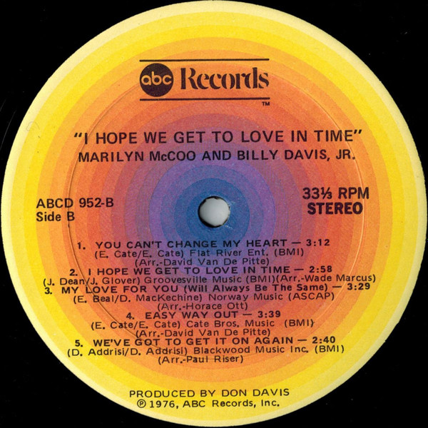 Marilyn McCoo & Billy Davis, Jr.* - I Hope We Get To Love In Time (LP, Album)