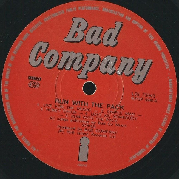 Bad Company (3) - Run With The Pack (LP, Album)