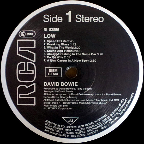 David Bowie - Low (LP, Album, RE)