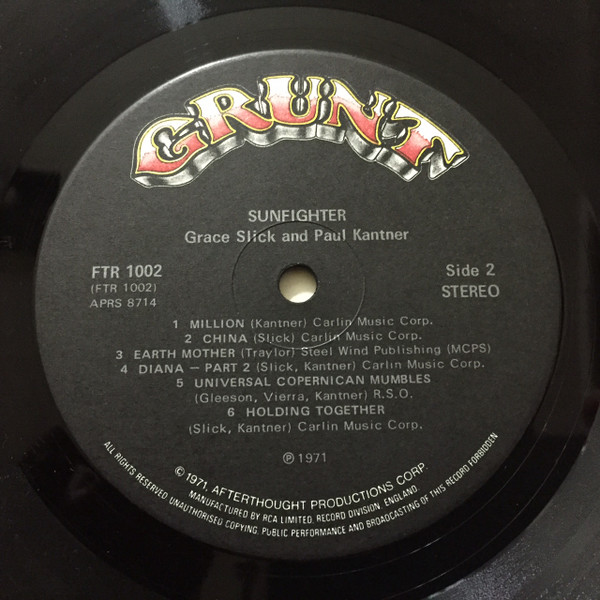 Paul Kantner, Grace Slick - Sunfighter (LP, Album, Gat)