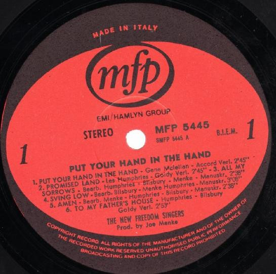 The New Freedom Singers - Put Your Hand In The Hand (LP)