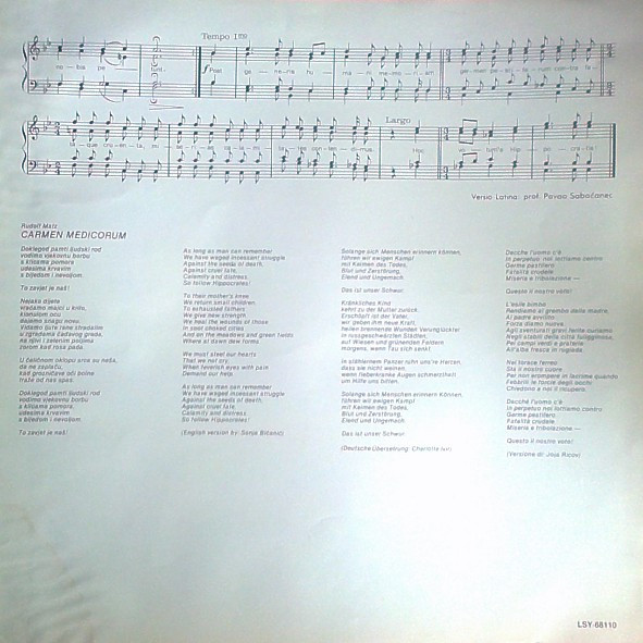 Zagrebački Liječnici Pjevači - Carmen Medicorum (LP, Album, Comp)