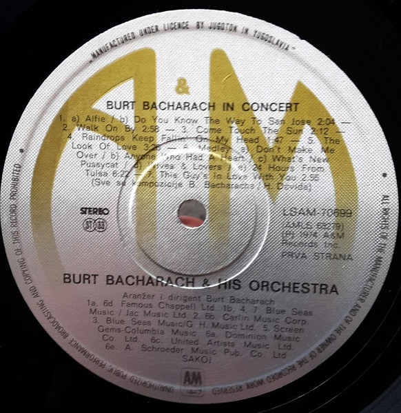 Burt Bacharach - In Concert (LP, Album)