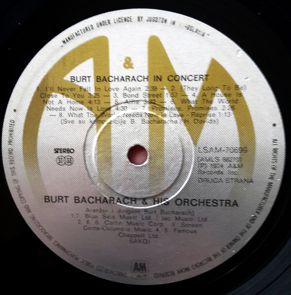 Burt Bacharach - In Concert (LP, Album)
