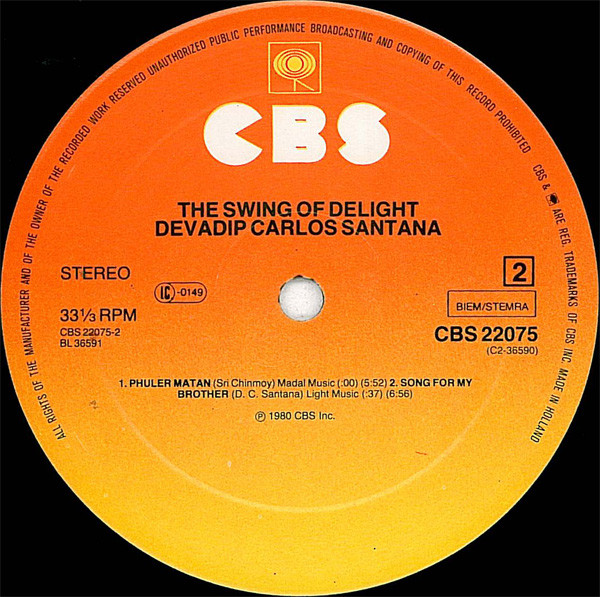 Devadip Carlos Santana* - The Swing Of Delight (2xLP, Album, Gat)