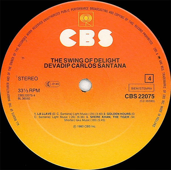 Devadip Carlos Santana* - The Swing Of Delight (2xLP, Album, Gat)