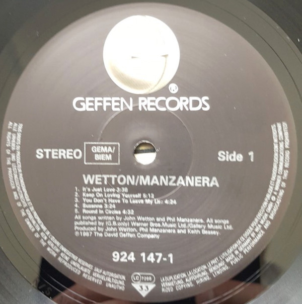 Wetton* / Manzanera* - Wetton / Manzanera (LP, Album)