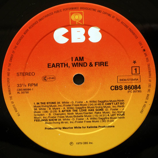 Earth, Wind & Fire - I Am (LP, Album, Gat)