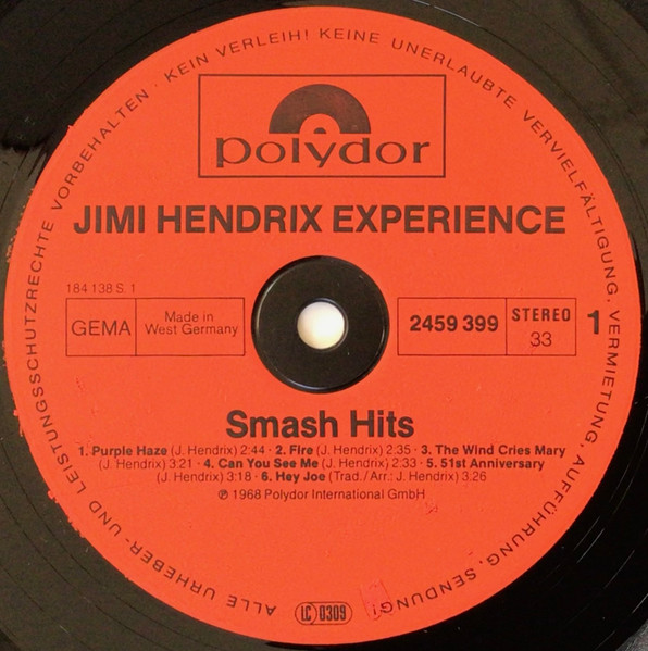 Jimi Hendrix Experience* - Smash Hits (LP, Comp, RE)