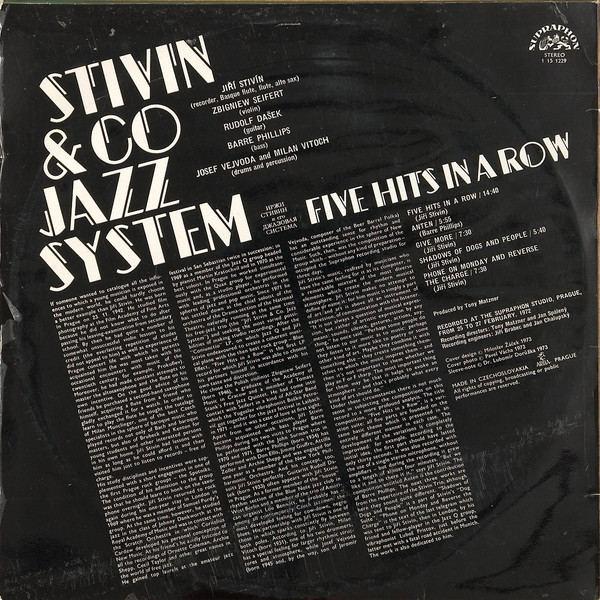 StivÃ­n & Co Jazz System* - Five Hits In A Row (LP, Album, RP)