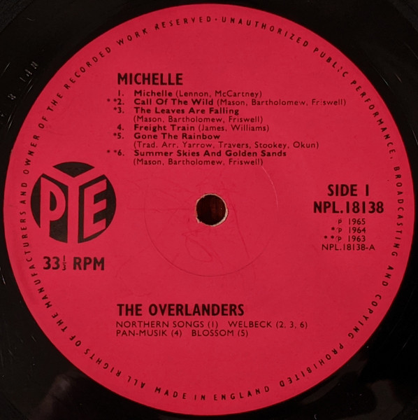 The Overlanders - Michelle (LP, Album, Mono)