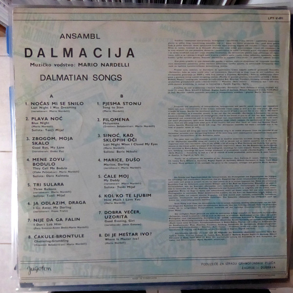 Ansambl Dalmacija* - Dalmatian Songs (LP, Album)