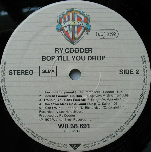 Ry Cooder - Bop Till You Drop (LP, Album)