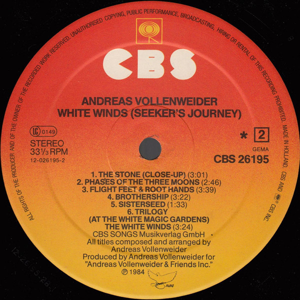 Andreas Vollenweider - White Winds (LP, Album)