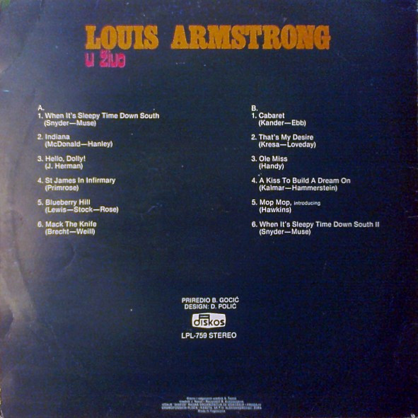Louis Armstrong - U Živo (LP, Album, RE)