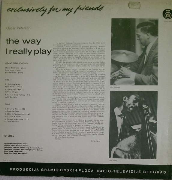 Oscar Peterson - Exclusively For My Friends - The Way I Really Play (LP, Album, RE)