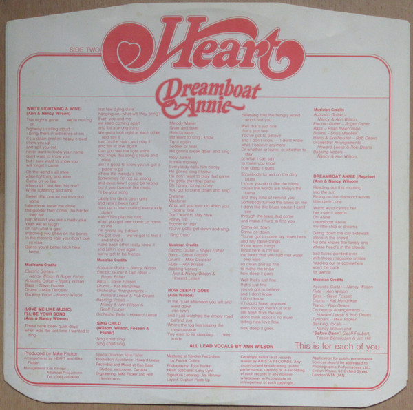 Heart - Dreamboat Annie (LP, Album, Gat)