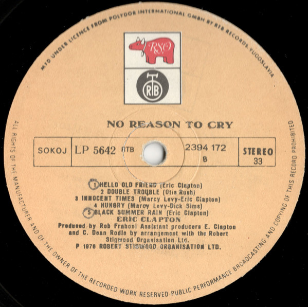 Eric Clapton - No Reason To Cry (LP, Album, RP)