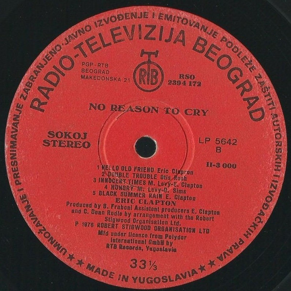 Eric Clapton - No Reason To Cry (LP, Album, RP)