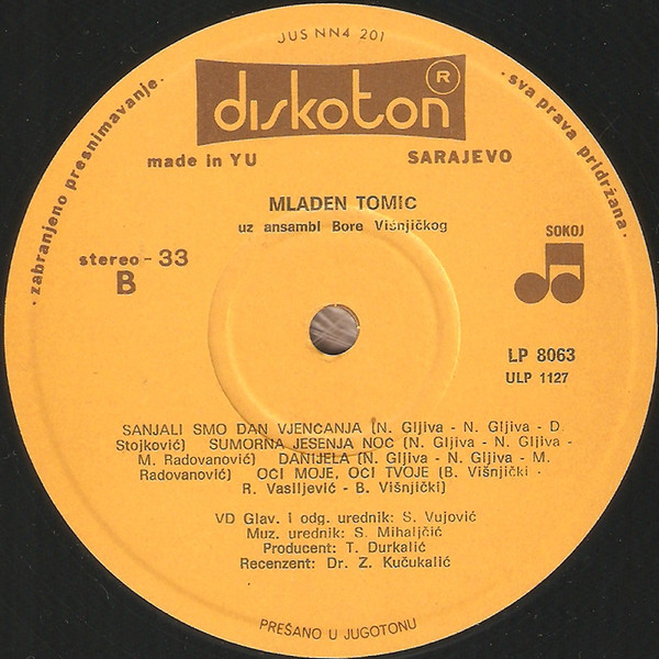 Mladen Tomić - Crveni Karanfili/Slađana Zbogom  (LP, Album)